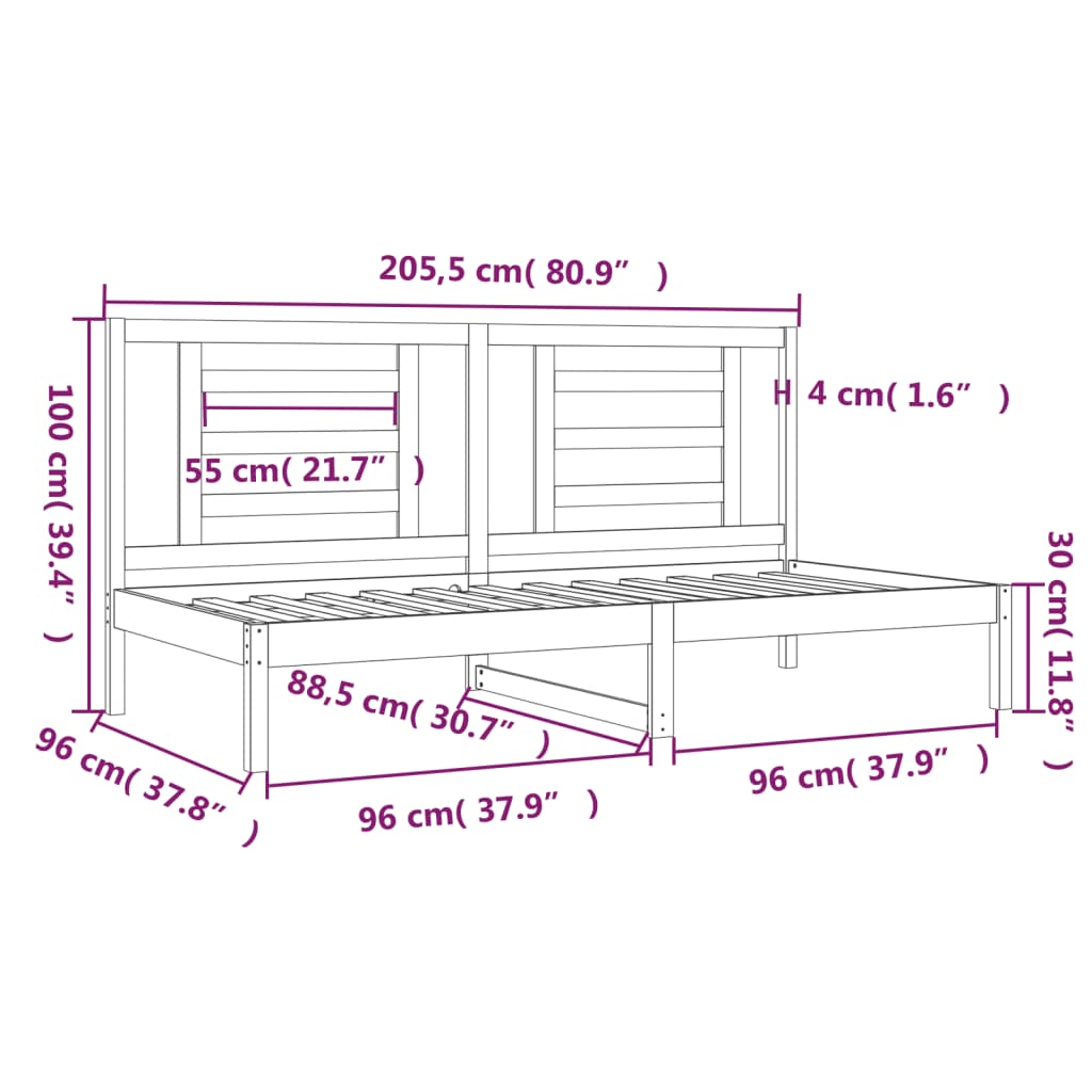 Slaapbank zonder matras 90x200 cm massief grenenhout is nu te koop bij PeponiXL, paradijselijk wonen!