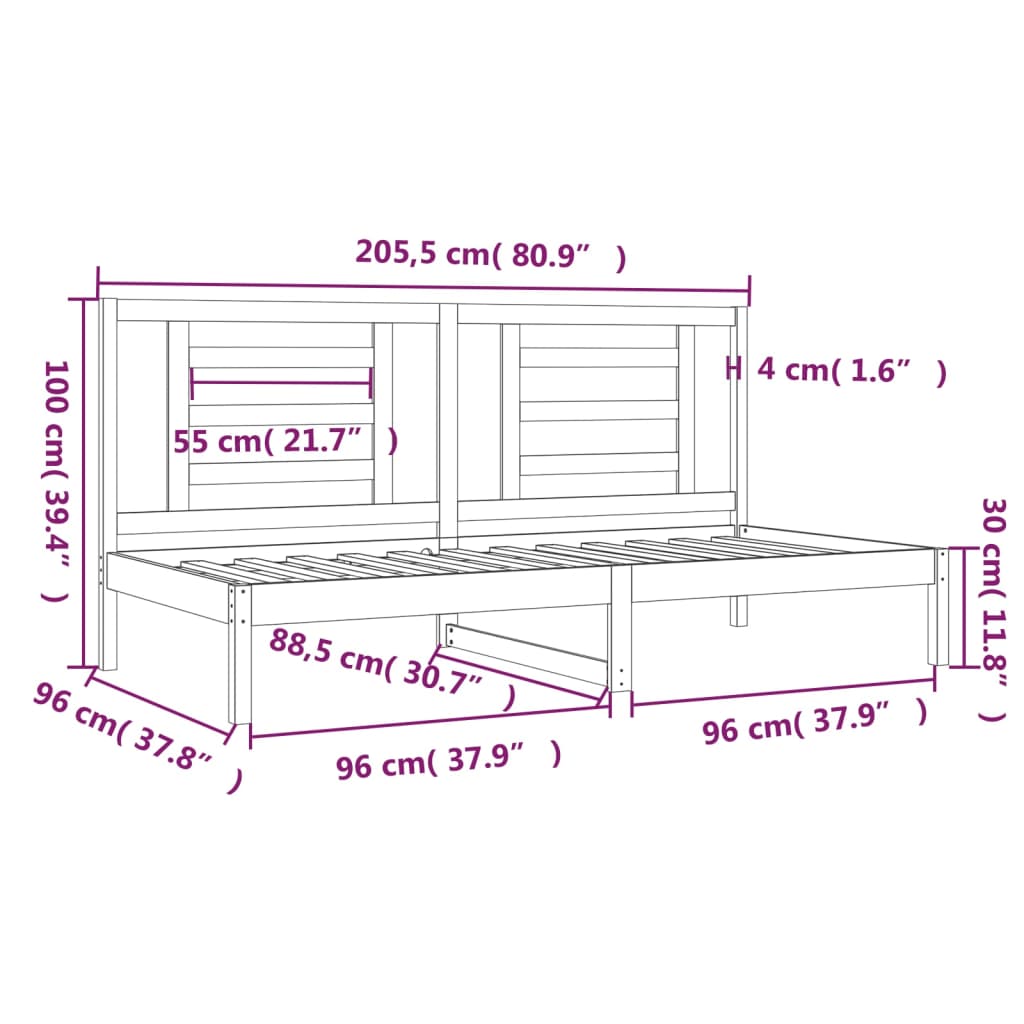 Slaapbank zonder matras 90x200 cm massief grenenhout wit is nu te koop bij PeponiXL, paradijselijk wonen!