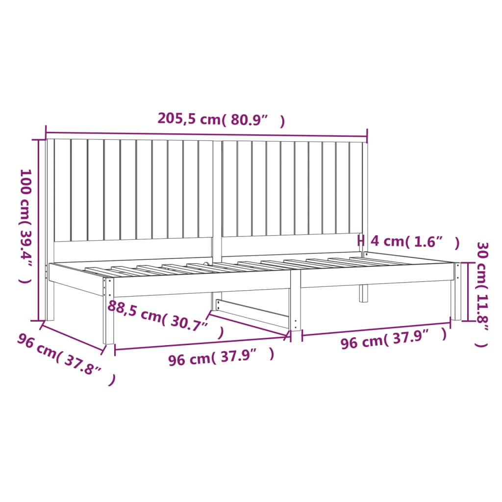 Slaapbank zonder matras 90x200 cm massief grenenhout is nu te koop bij PeponiXL, paradijselijk wonen!