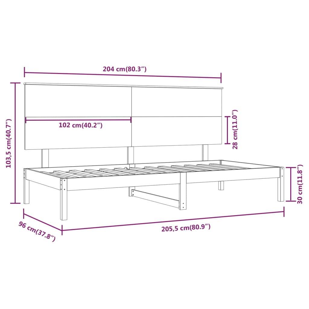 Slaapbank zonder matras 90x200 cm massief grenenhout is nu te koop bij PeponiXL, paradijselijk wonen!