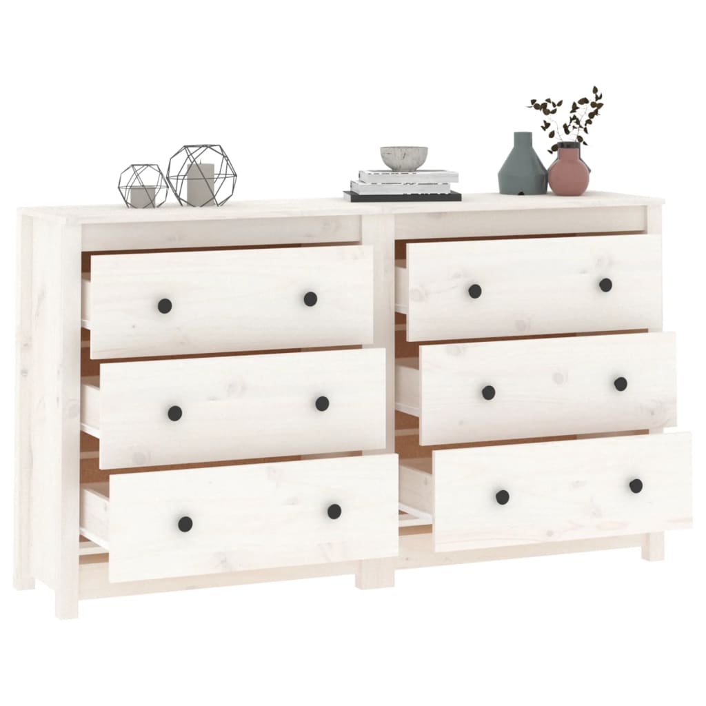 Dressoir 140x35x80 cm massief grenenhout wit