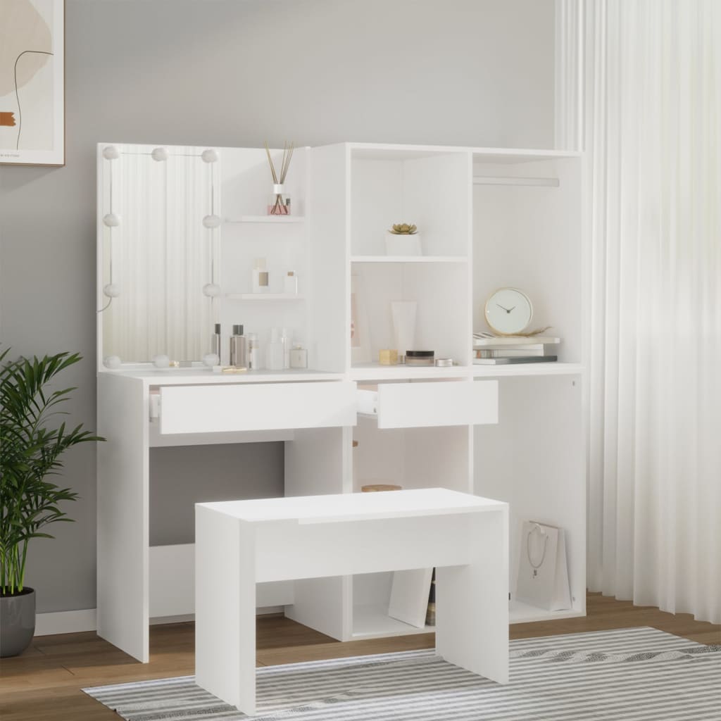 Kaptafelset met LED's bewerkt hout wit is nu te koop bij PeponiXL, paradijselijk wonen!