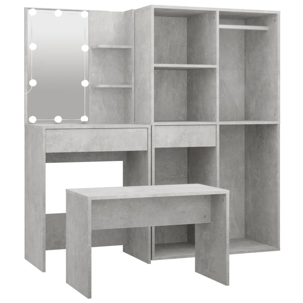 Kaptafelset met LED's bewerkt hout betongrijs is nu te koop bij PeponiXL, paradijselijk wonen!