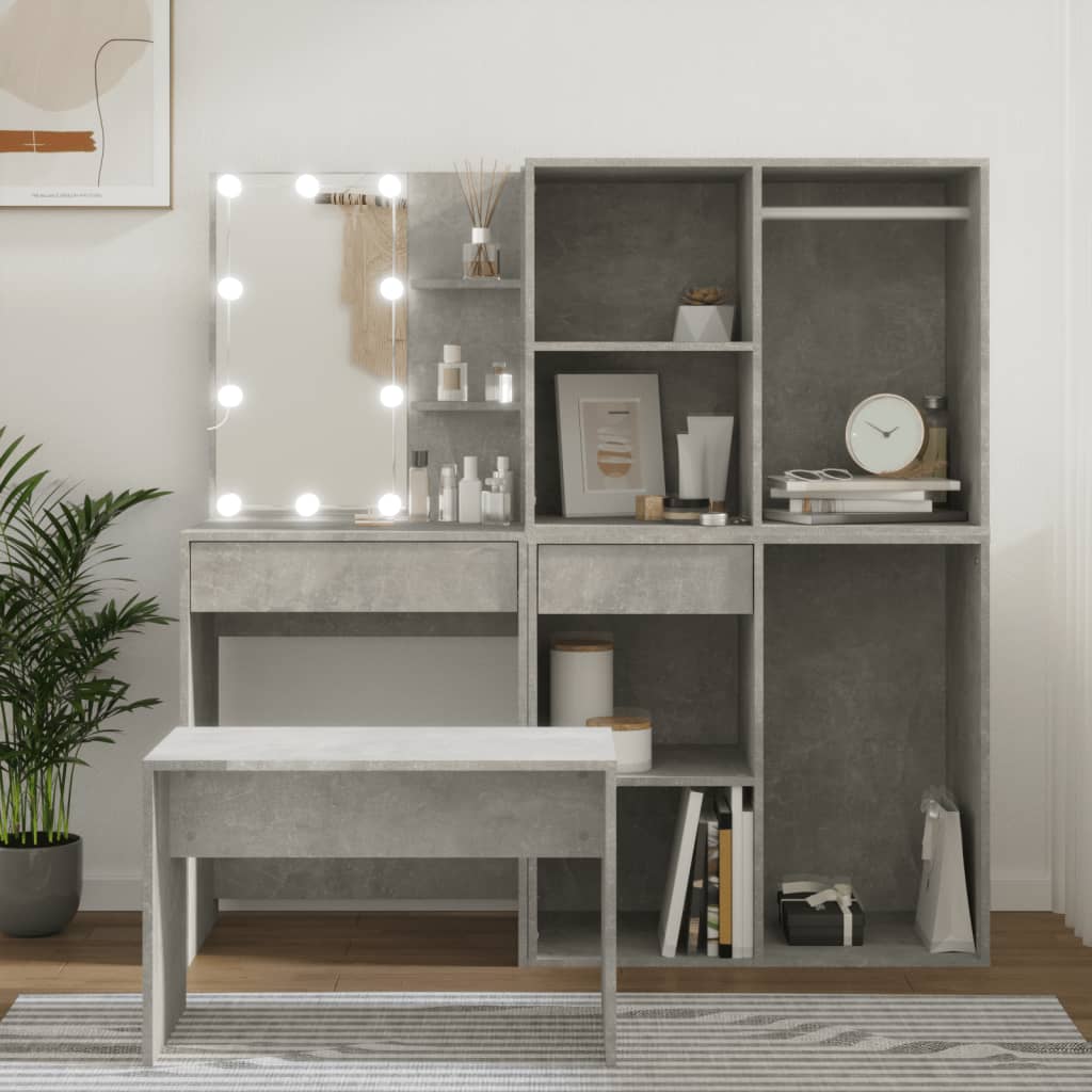 Kaptafelset met LED's bewerkt hout betongrijs is nu te koop bij PeponiXL, paradijselijk wonen!