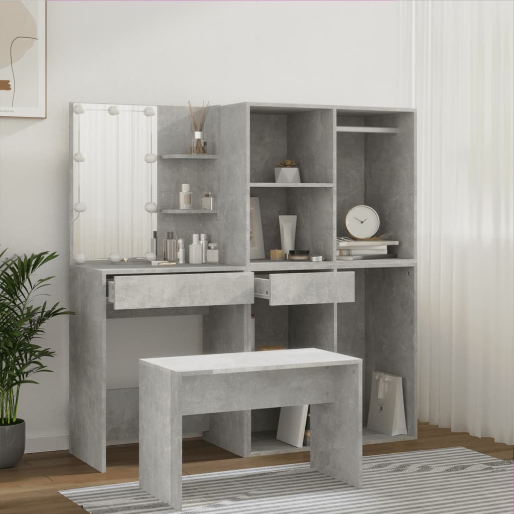 Kaptafelset met LED's bewerkt hout betongrijs is nu te koop bij PeponiXL, paradijselijk wonen!