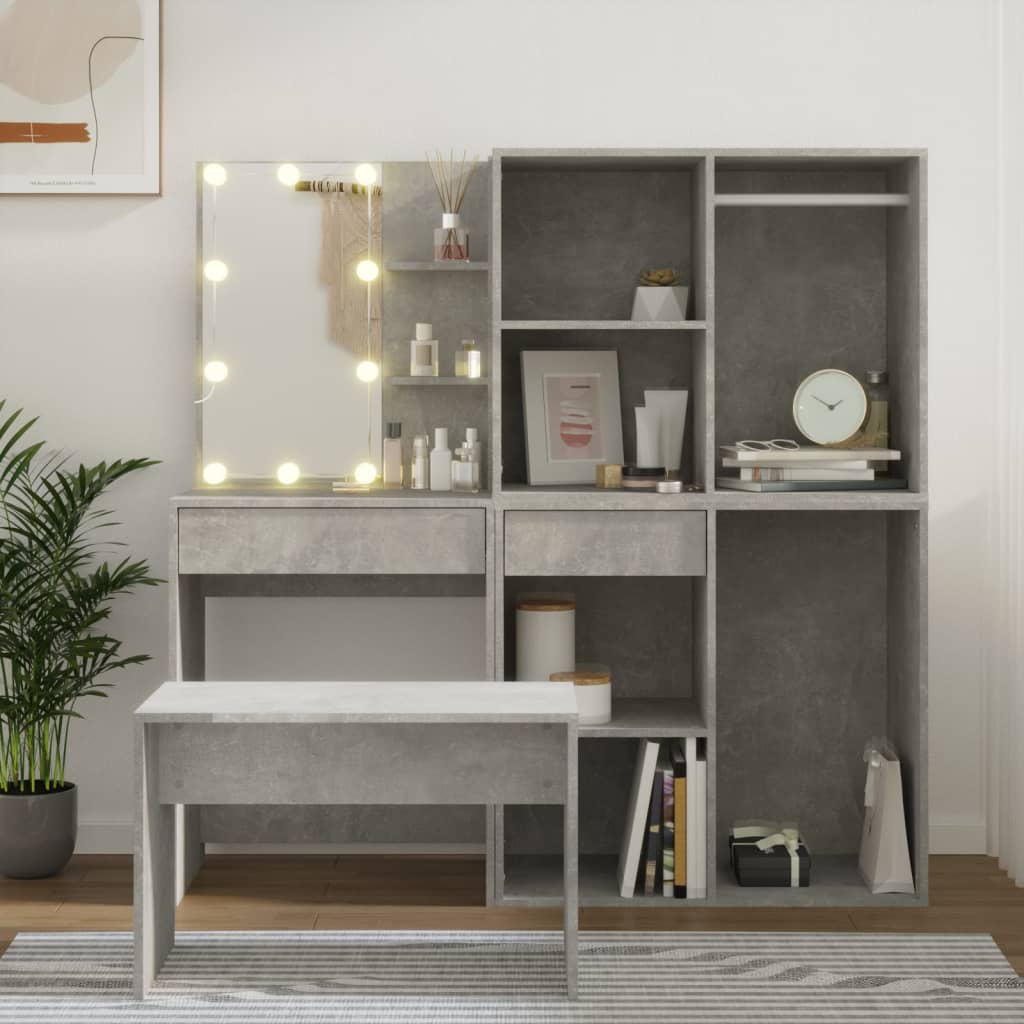 Kaptafelset met LED's bewerkt hout betongrijs is nu te koop bij PeponiXL, paradijselijk wonen!
