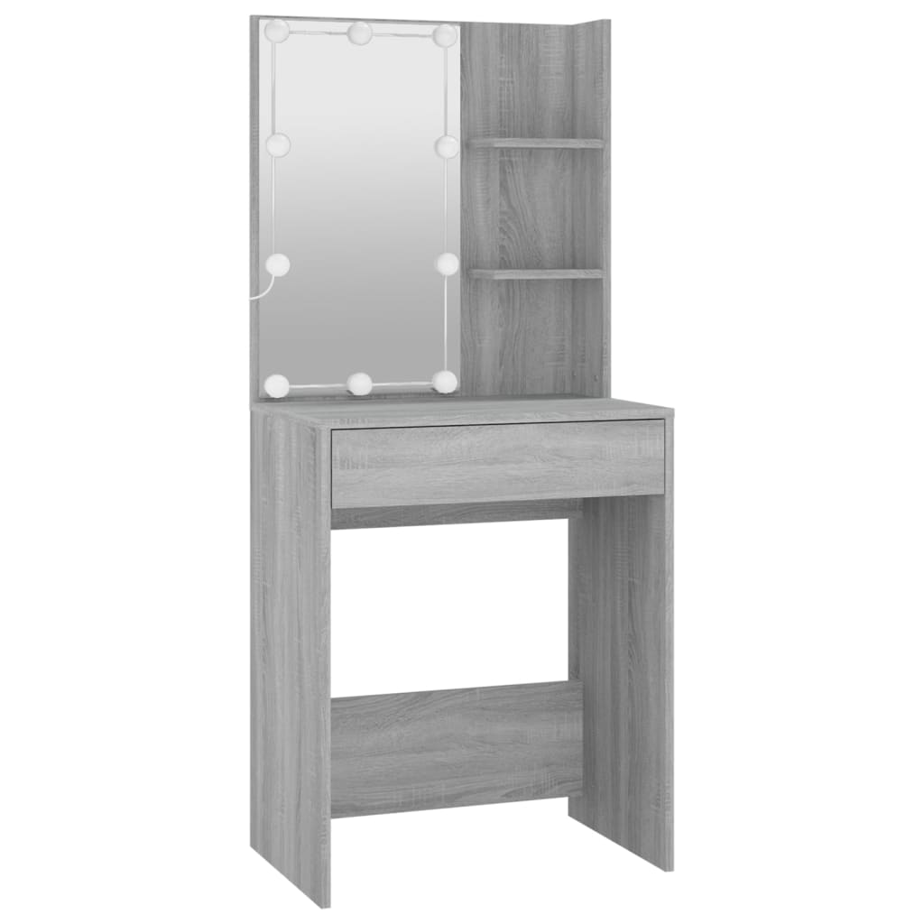 Kaptafelset met LED's bewerkt hout grijs sonoma eikenkleurig is nu te koop bij PeponiXL, paradijselijk wonen!