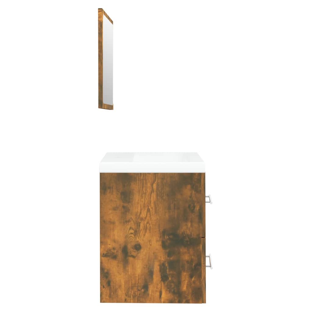 Wastafelkast met ingebouwde wasbak bewerkt hout gerookt eiken is nu te koop bij PeponiXL, paradijselijk wonen!