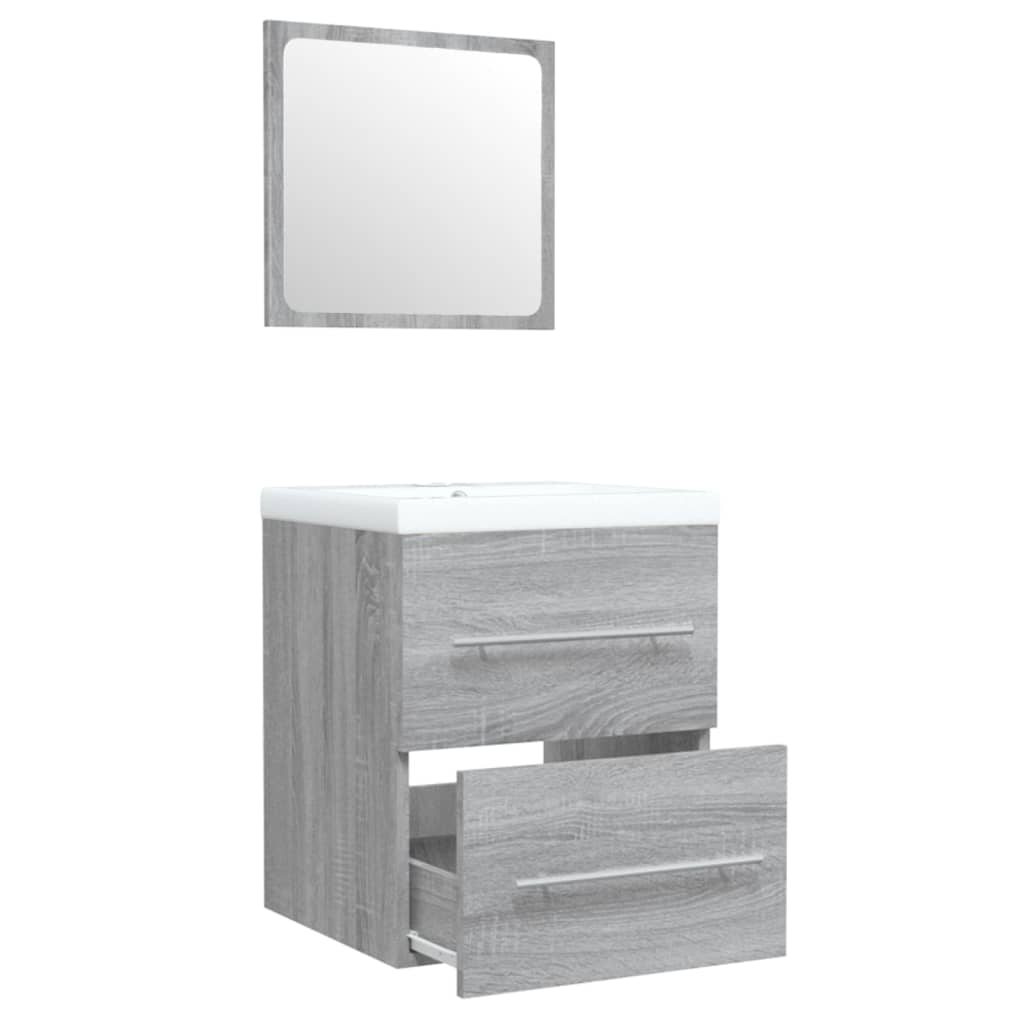 Wastafelkast met ingebouwde wasbak bewerkt hout grijs sonoma is nu te koop bij PeponiXL, paradijselijk wonen!