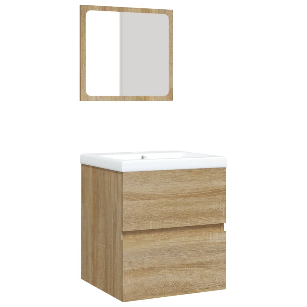 Wastafelkast met wasbak en spiegel sonoma eikenkleurig is nu te koop bij PeponiXL, paradijselijk wonen!
