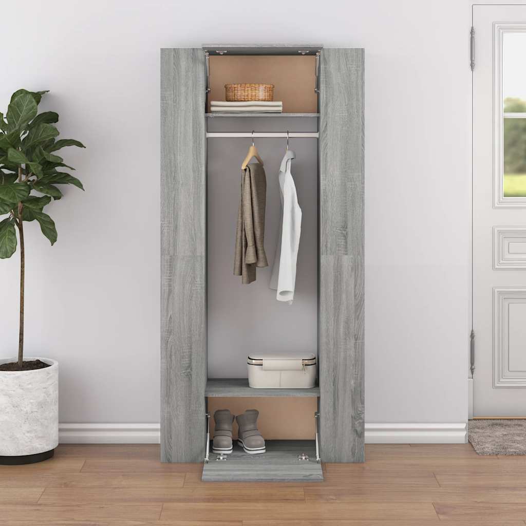 Gangkasten 2 st bewerkt hout grijs sonoma eikenkleurig is nu te koop bij PeponiXL, paradijselijk wonen!