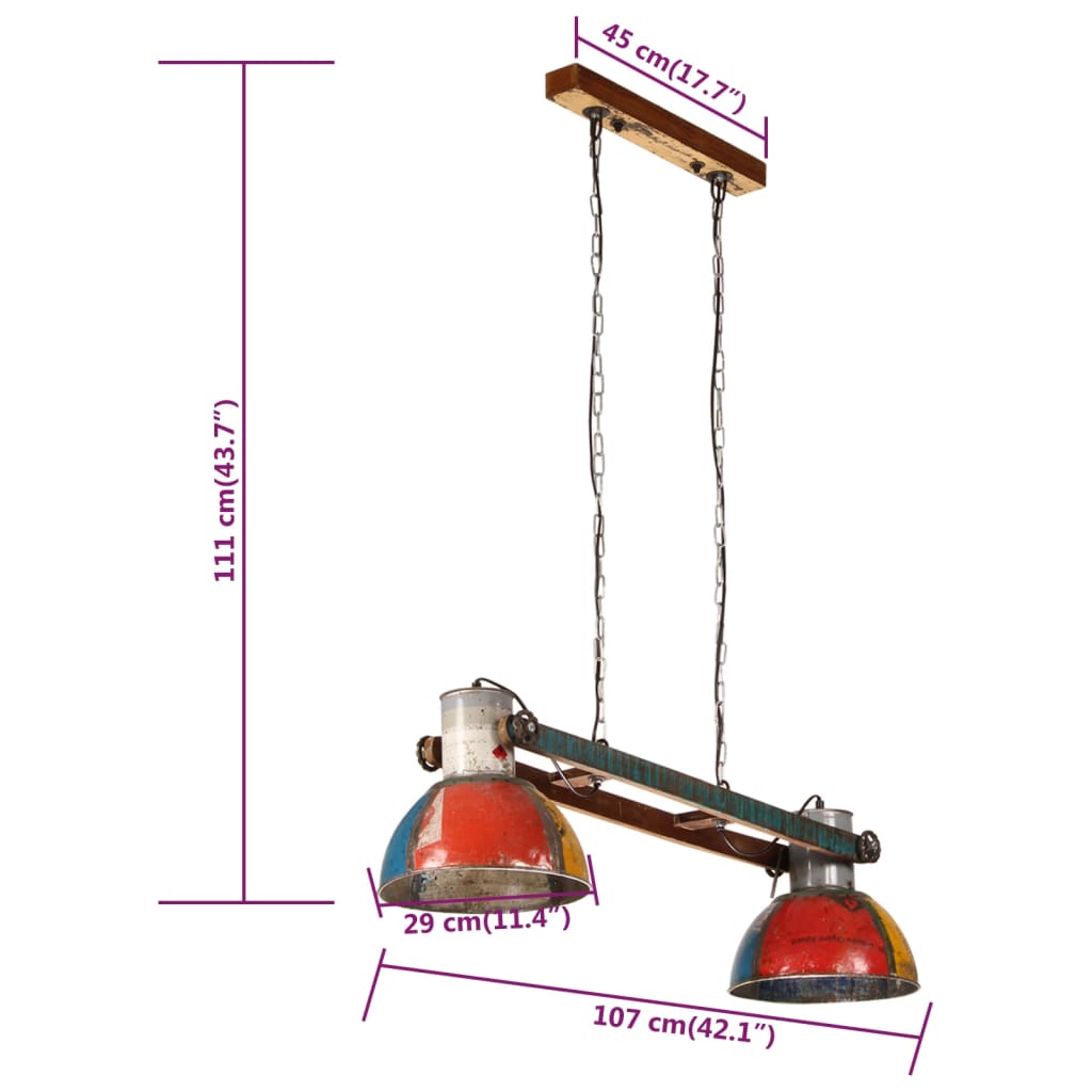 Hanglamp industrieel 25 W E27 111 cm meerkleurig is nu te koop bij PeponiXL, paradijselijk wonen!