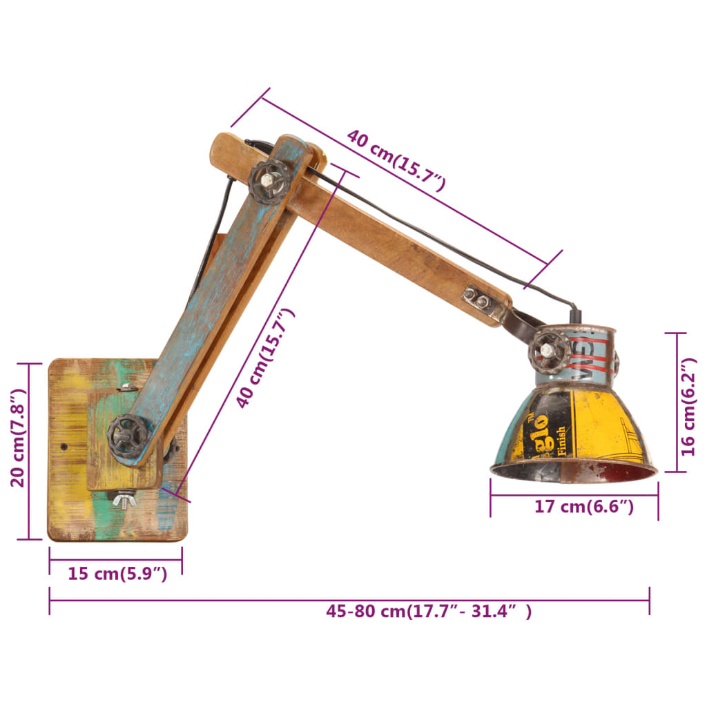 Wandlamp industrieel rond E27 meerkleurig is nu te koop bij PeponiXL, paradijselijk wonen!