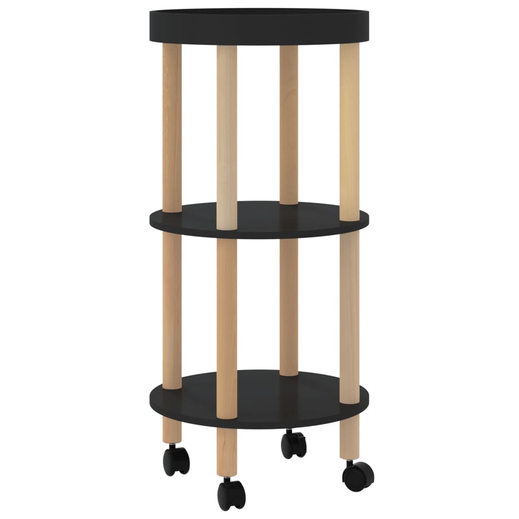 Trolley 38x38x82 cm bewerkt hout en massief grenenhout zwart is nu te koop bij PeponiXL, paradijselijk wonen!