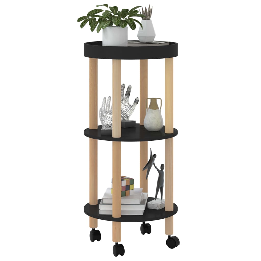 Trolley 38x38x82 cm bewerkt hout en massief grenenhout zwart is nu te koop bij PeponiXL, paradijselijk wonen!