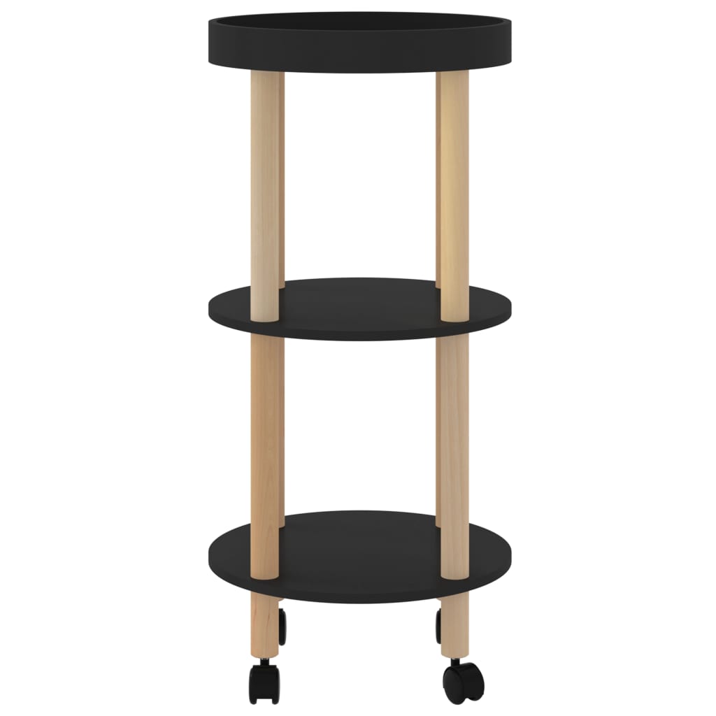 Trolley 38x38x82 cm bewerkt hout en massief grenenhout zwart is nu te koop bij PeponiXL, paradijselijk wonen!