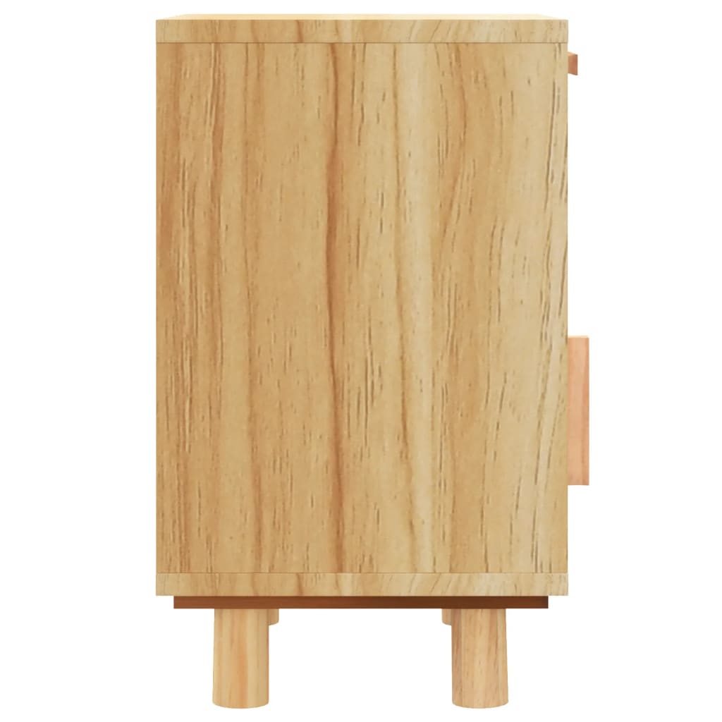 Nachtkastje massief grenenhout en natuurlijk rattan bruin is nu te koop bij PeponiXL, paradijselijk wonen!