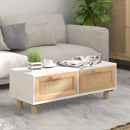 Salontafel 80x40x30 cm bewerkt hout en grenenhout wit is nu te koop bij PeponiXL, paradijselijk wonen!