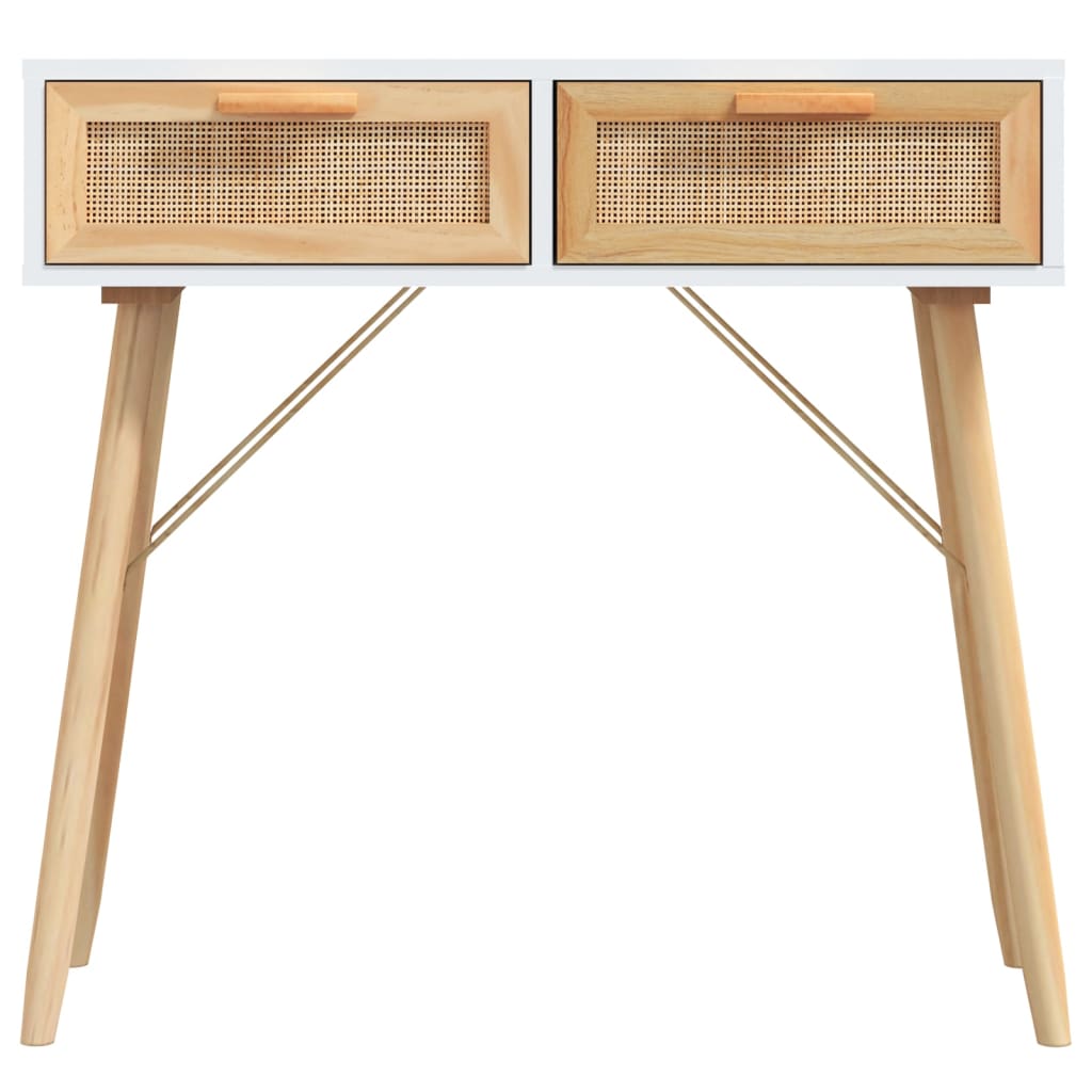 Wandtafel 80x30x75 cm massief grenenhout en natuurlijk rattan is nu te koop bij PeponiXL, paradijselijk wonen!