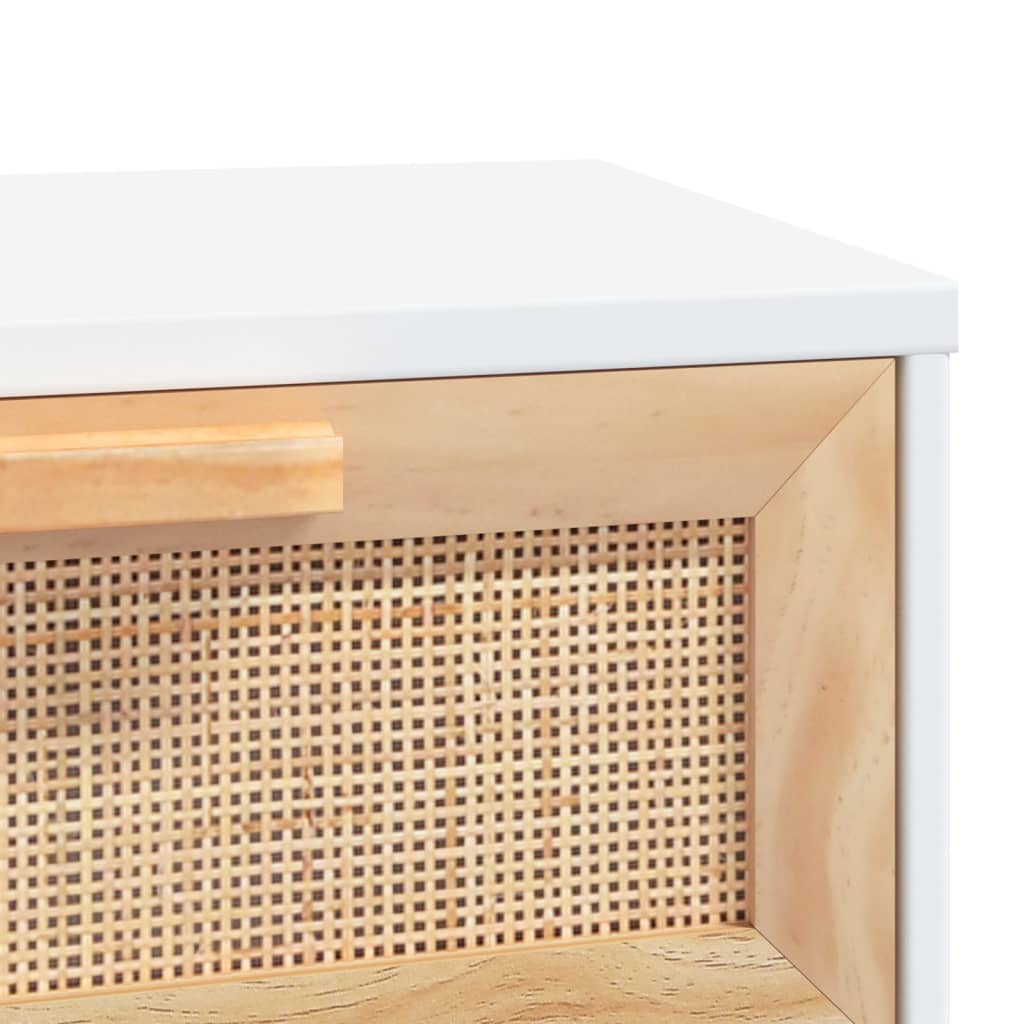 Wandtafel 80x30x75 cm massief grenenhout en natuurlijk rattan is nu te koop bij PeponiXL, paradijselijk wonen!