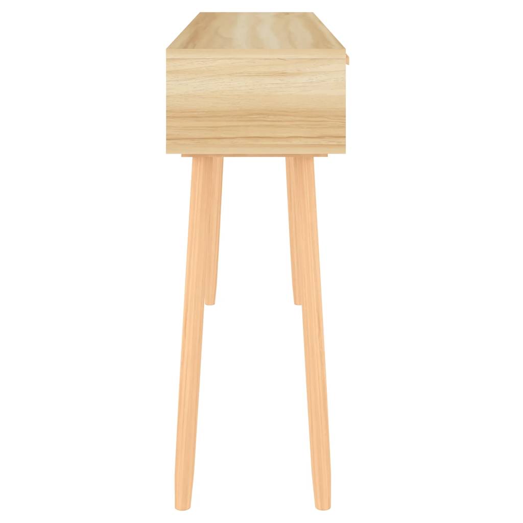 Wandtafel 105x30x75 cm massief grenenhout en natuurlijk rattan is nu te koop bij PeponiXL, paradijselijk wonen!