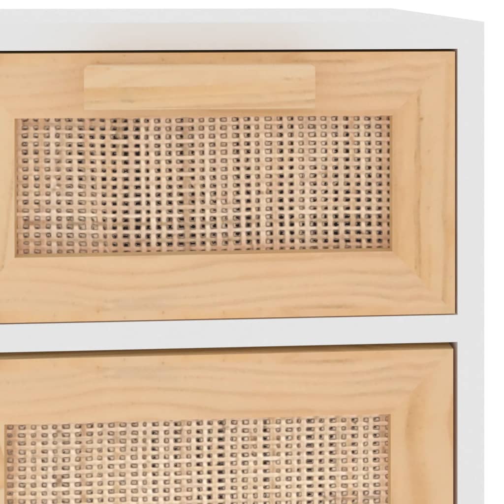 Dressoir 60x30x75 cm massief grenenhout en rattan wit is nu te koop bij PeponiXL, paradijselijk wonen!