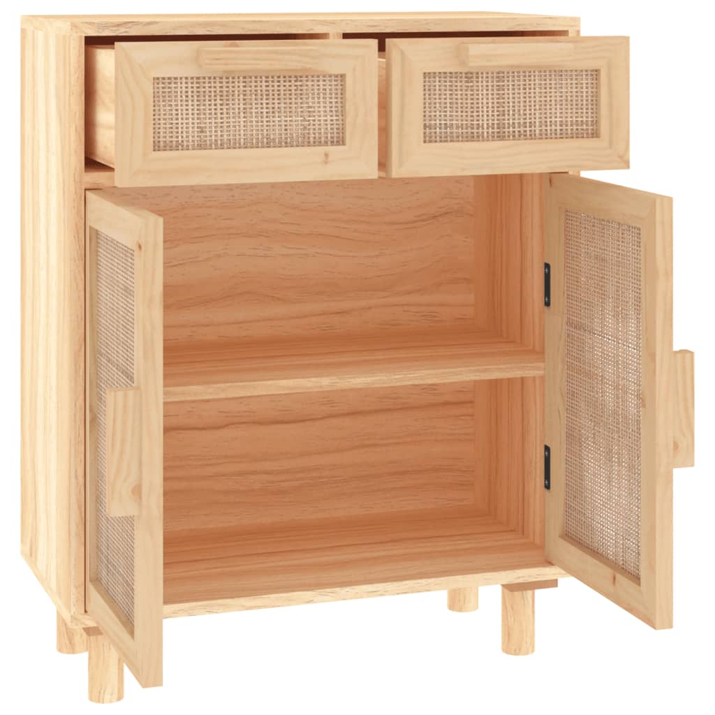 Dressoir 60x30x75 cm massief grenenhout en rattan bruin is nu te koop bij PeponiXL, paradijselijk wonen!