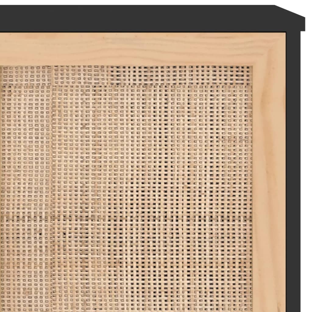 Dressoir 105x30x60 cm massief grenen hout en rattan zwart is nu te koop bij PeponiXL, paradijselijk wonen!