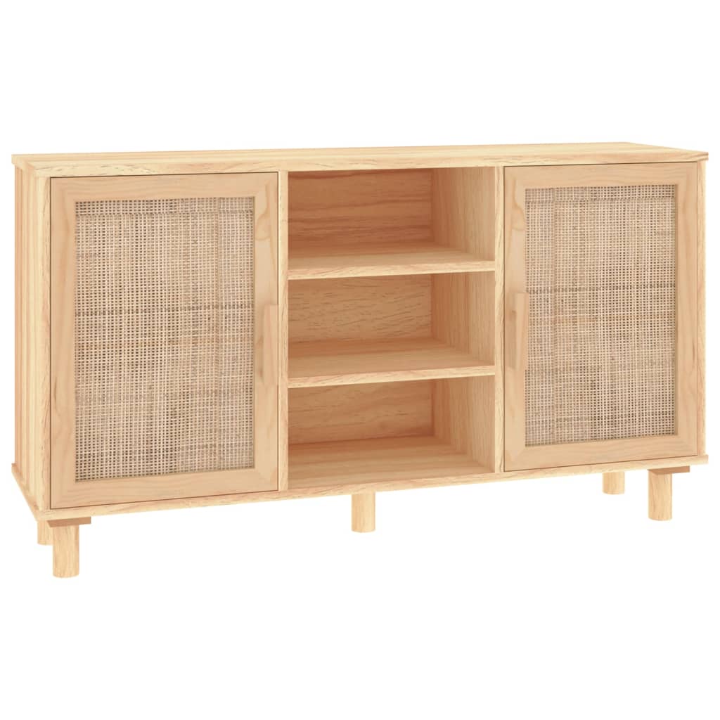 Dressoir 105x30x60 cm massief grenenhout en rattan bruin is nu te koop bij PeponiXL, paradijselijk wonen!