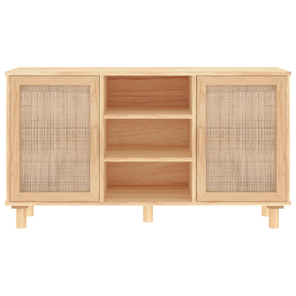 Dressoir 105x30x60 cm massief grenenhout en rattan bruin is nu te koop bij PeponiXL, paradijselijk wonen!