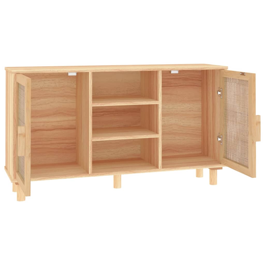 Dressoir 105x30x60 cm massief grenenhout en rattan bruin is nu te koop bij PeponiXL, paradijselijk wonen!
