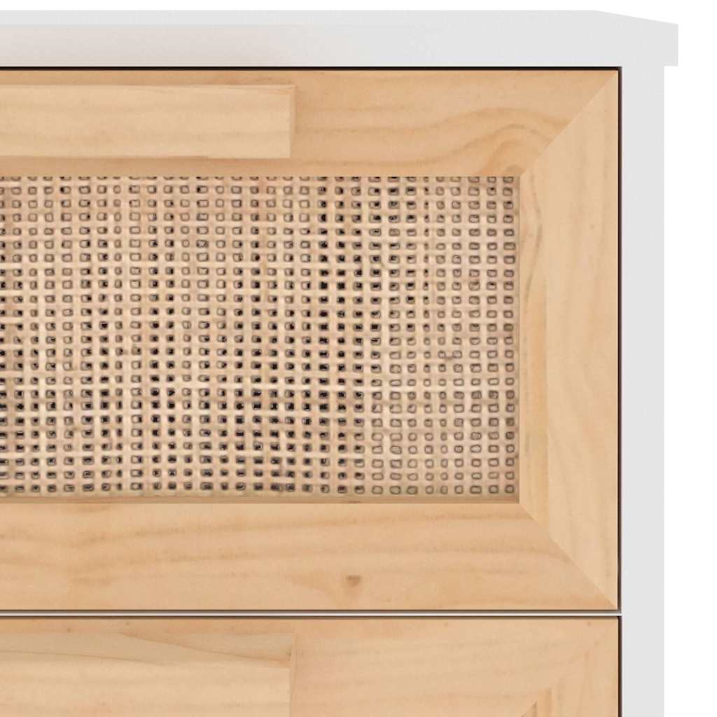 Dressoir 40x30x90 cm massief grenenhout en rattan wit is nu te koop bij PeponiXL, paradijselijk wonen!