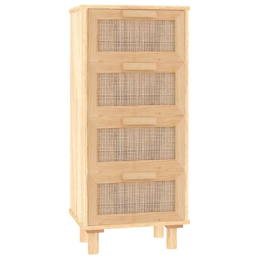 Dressoir 40x30x90 cm massief grenenhout en rattan bruin is nu te koop bij PeponiXL, paradijselijk wonen!