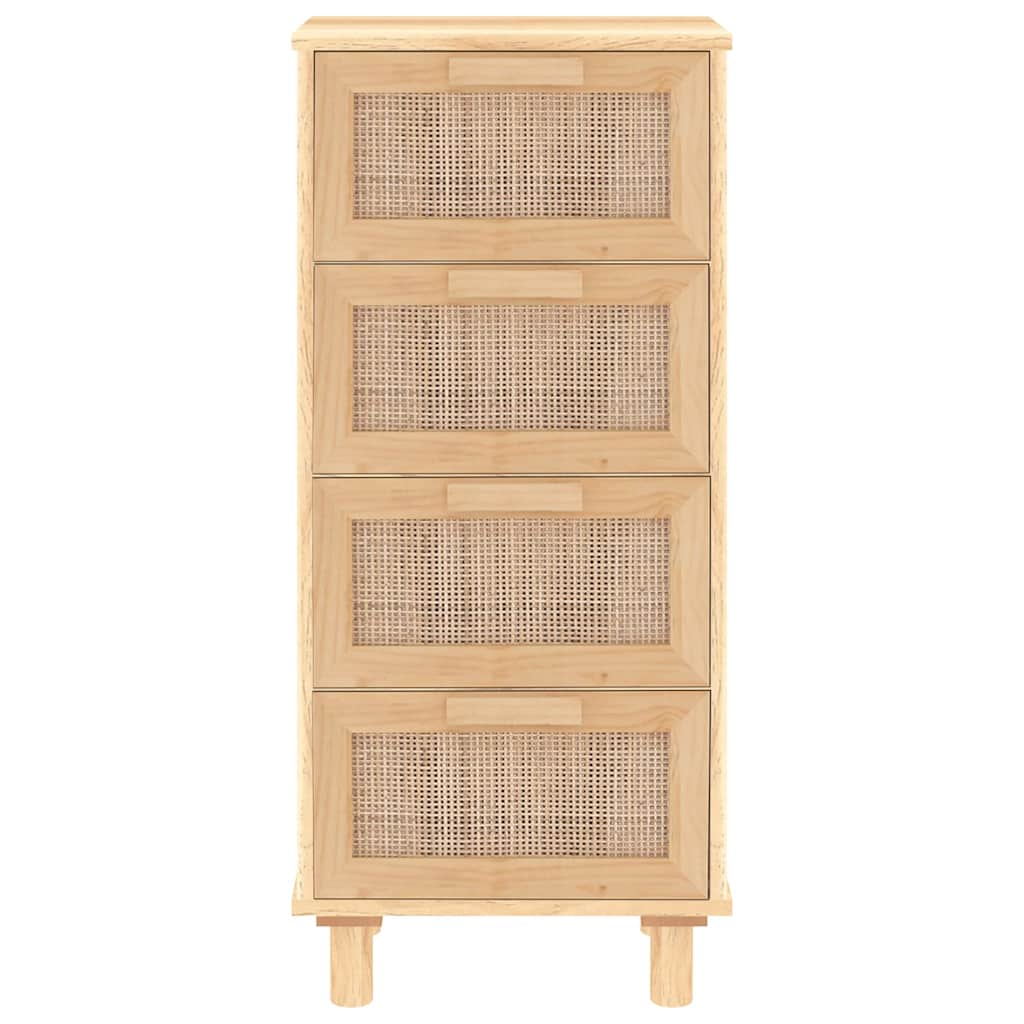 Dressoir 40x30x90 cm massief grenenhout en rattan bruin is nu te koop bij PeponiXL, paradijselijk wonen!