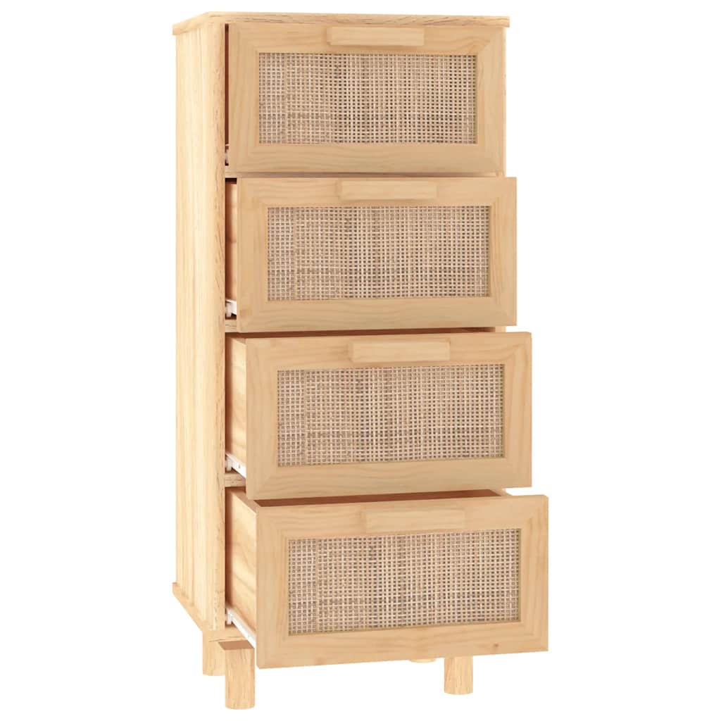 Dressoir 40x30x90 cm massief grenenhout en rattan bruin is nu te koop bij PeponiXL, paradijselijk wonen!