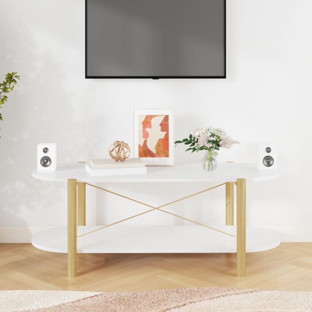 Salontafel 110x48x40 cm bewerkt hout wit is nu te koop bij PeponiXL, paradijselijk wonen!