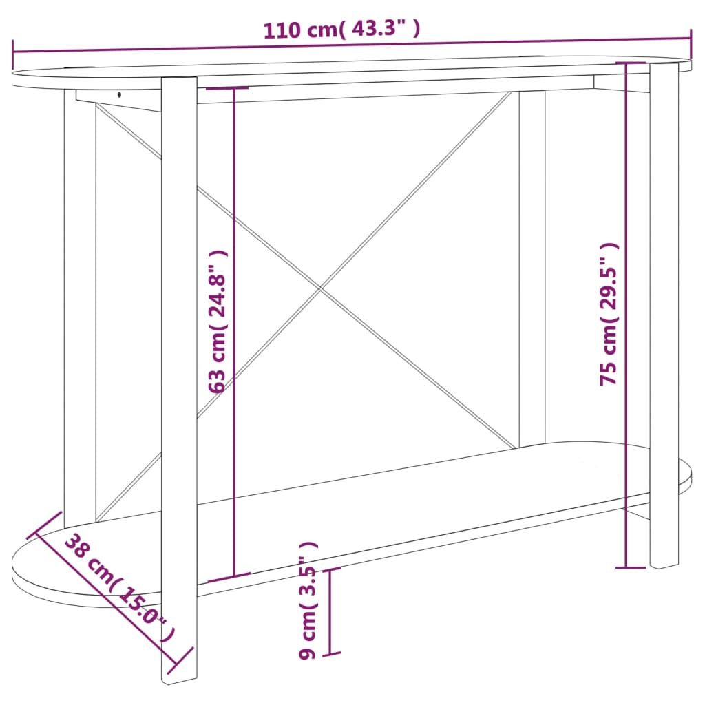 Wandtafel 110x38x75 cm bewerkt hout wit is nu te koop bij PeponiXL, paradijselijk wonen!