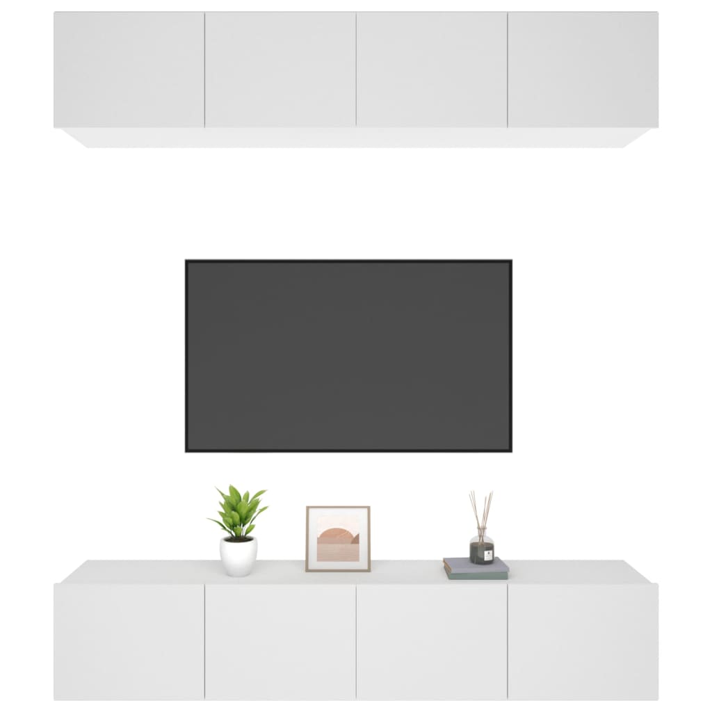 Tv-meubels 4 st 80x30x30 cm bewerkt hout wit is nu te koop bij PeponiXL, paradijselijk wonen!