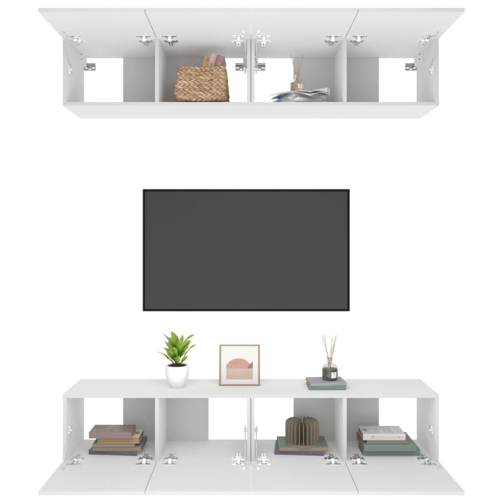 Tv-meubels 4 st 80x30x30 cm bewerkt hout wit is nu te koop bij PeponiXL, paradijselijk wonen!