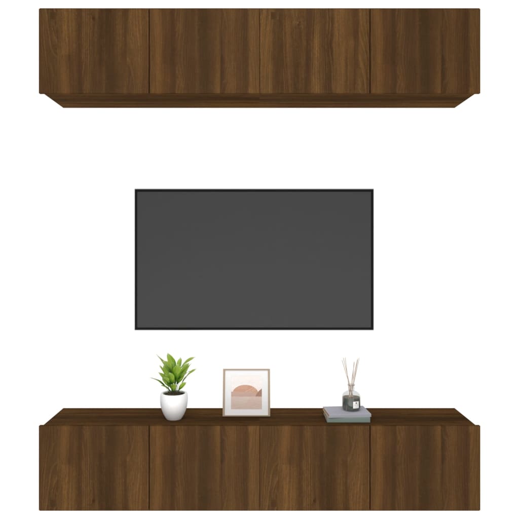 Tv-meubelen 4 st 80x30x30 cm bewerkt hout bruin eikenkleur