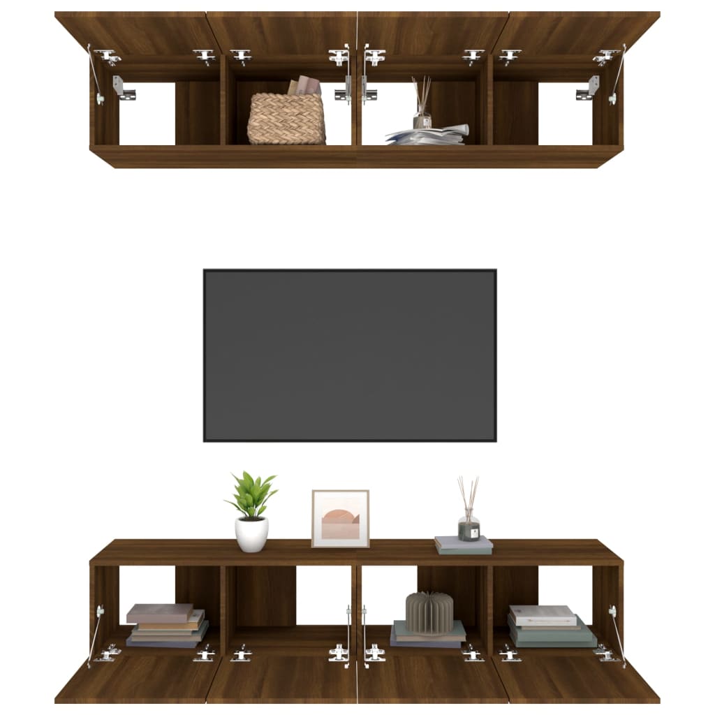 Tv-meubelen 4 st 80x30x30 cm bewerkt hout bruin eikenkleur