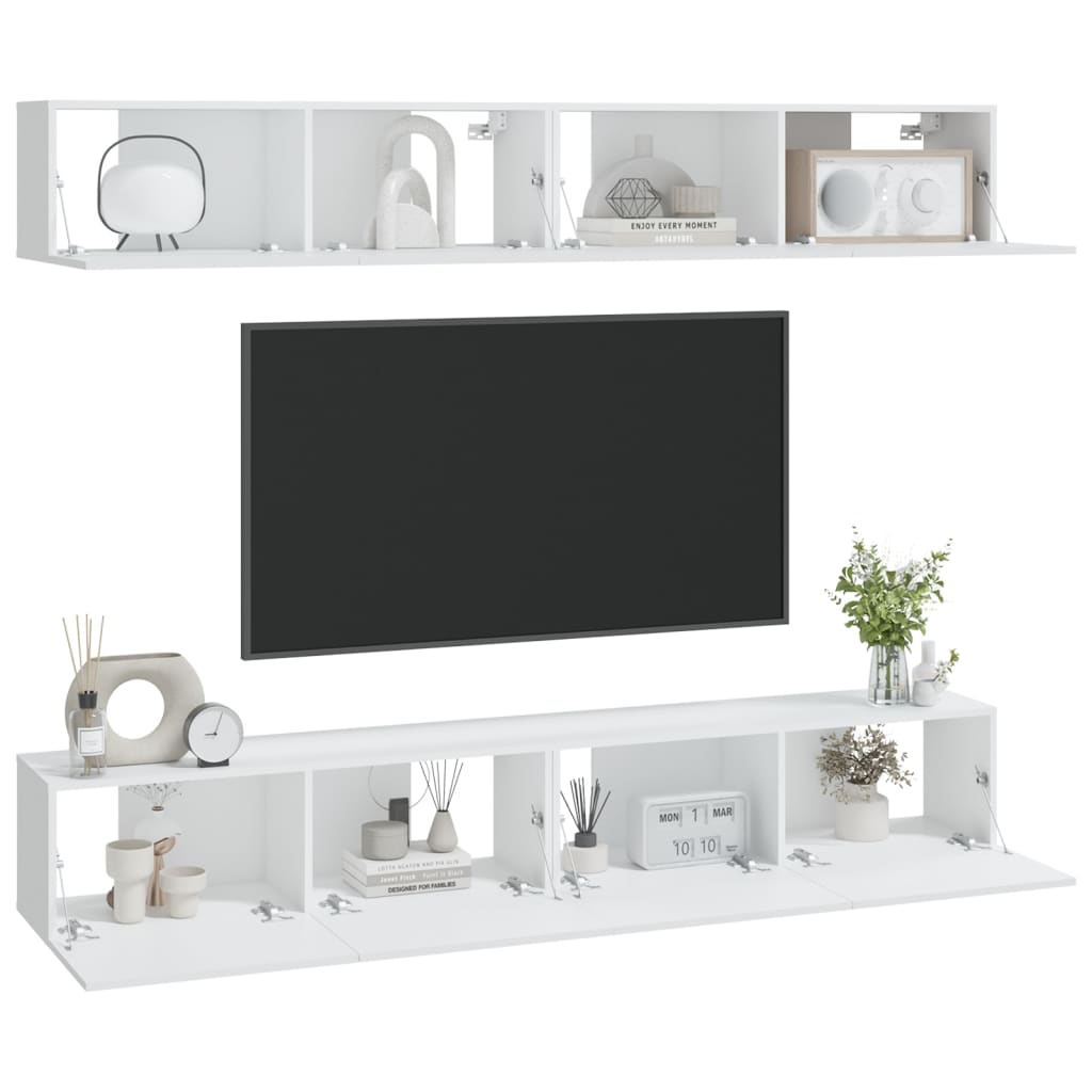 Tv-wandmeubels 4 st 100x30x30 cm wit is nu te koop bij PeponiXL, paradijselijk wonen!
