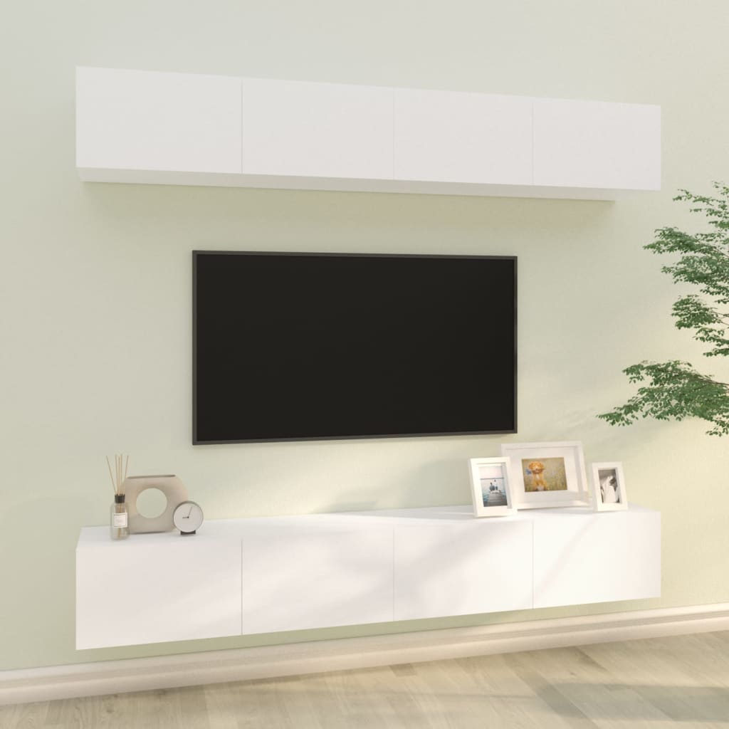 Tv-wandmeubels 4 st 100x30x30 cm wit is nu te koop bij PeponiXL, paradijselijk wonen!