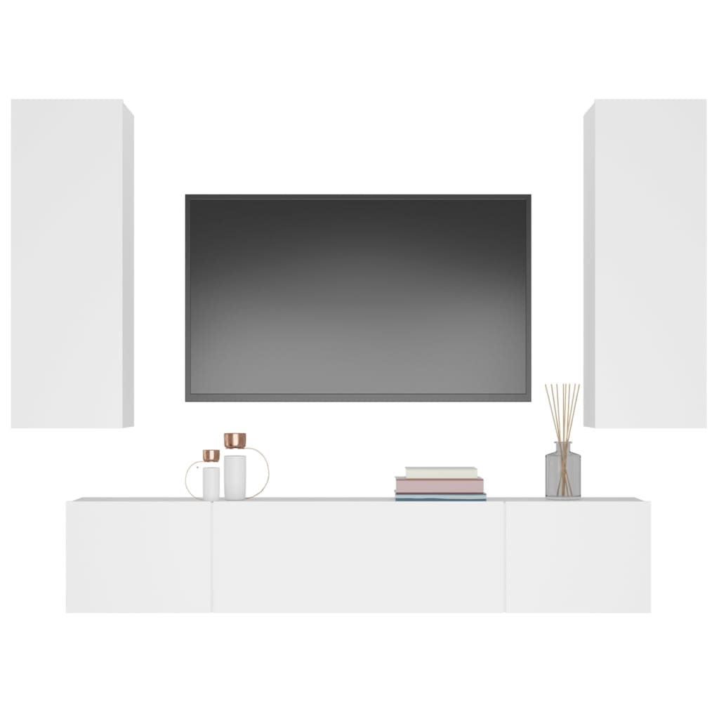 4-delige Tv-meubelset bewerkt hout wit is nu te koop bij PeponiXL, paradijselijk wonen!