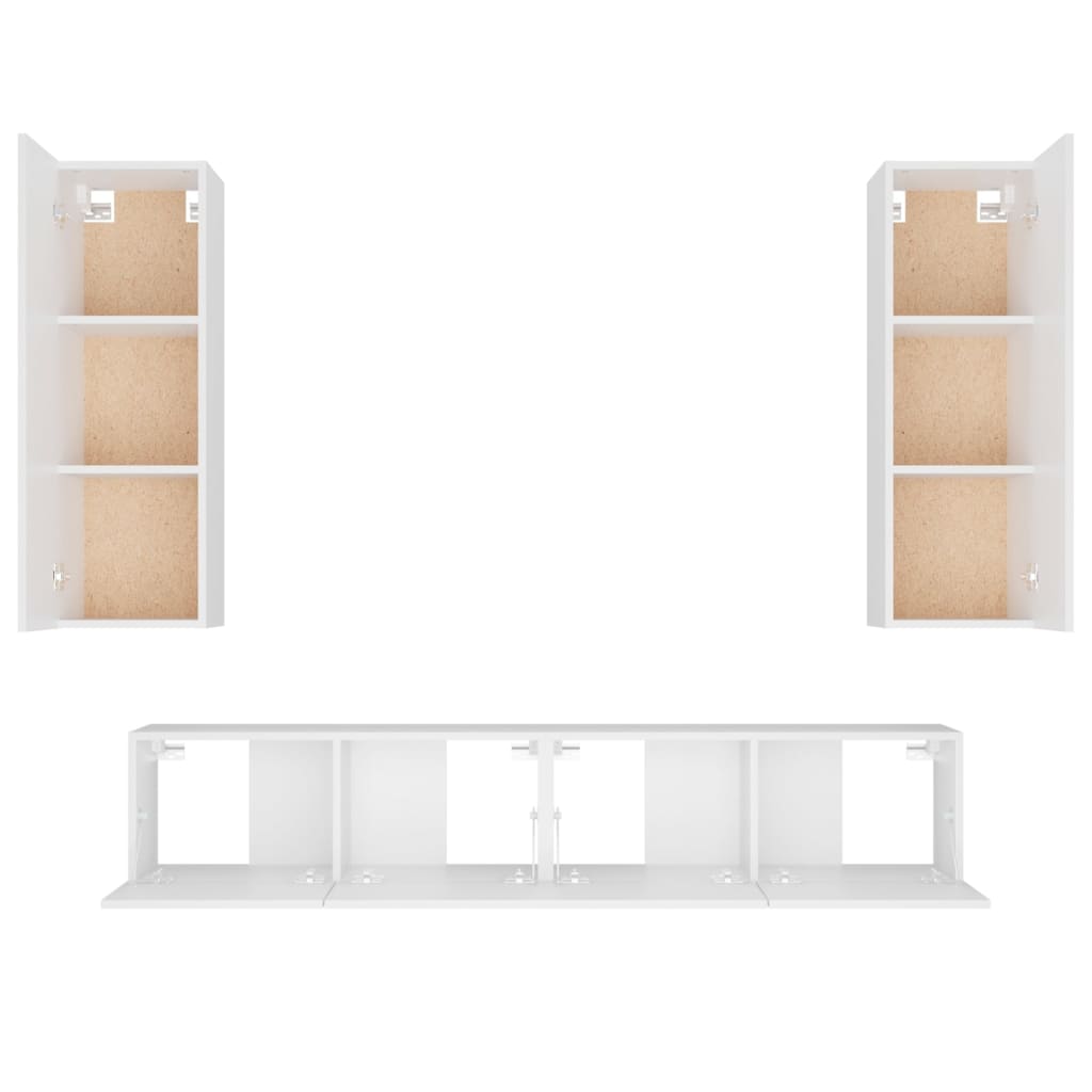 4-delige Tv-meubelset bewerkt hout wit is nu te koop bij PeponiXL, paradijselijk wonen!