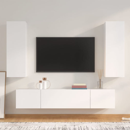 4-delige Tv-meubelset bewerkt hout wit is nu te koop bij PeponiXL, paradijselijk wonen!