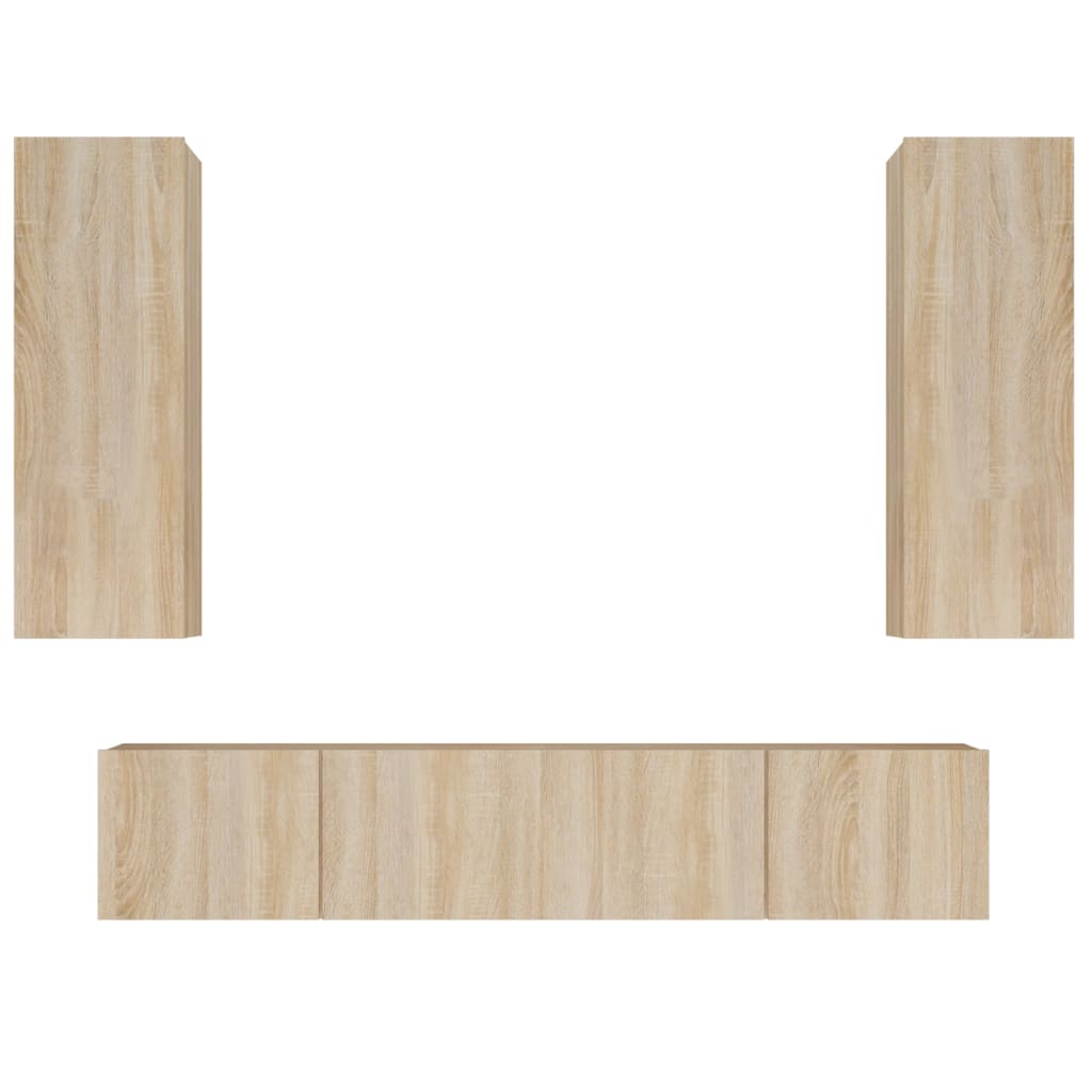 4-delige Tv-meubelset bewerkt hout sonoma eikenkleurig is nu te koop bij PeponiXL, paradijselijk wonen!