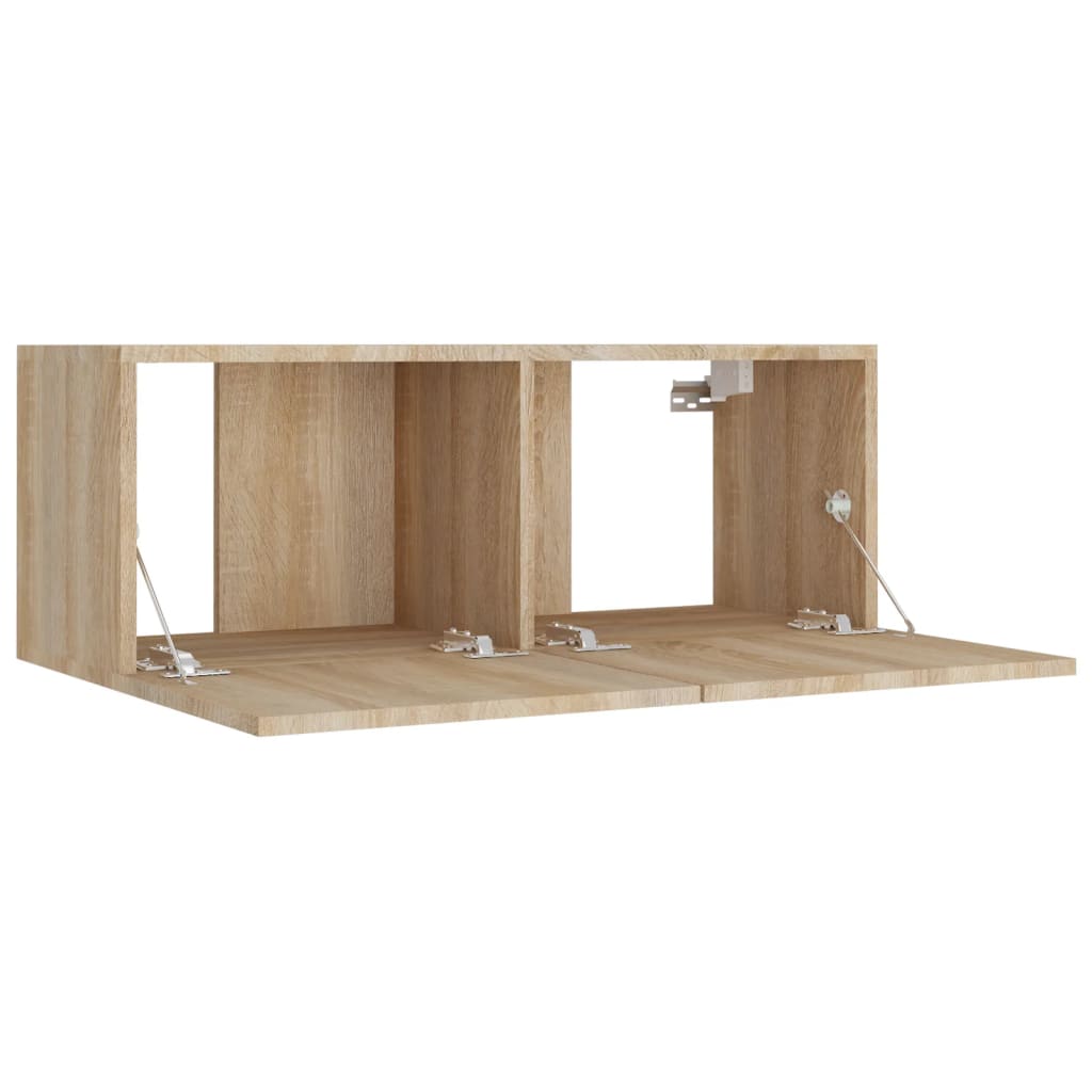 4-delige Tv-meubelset bewerkt hout sonoma eikenkleurig is nu te koop bij PeponiXL, paradijselijk wonen!