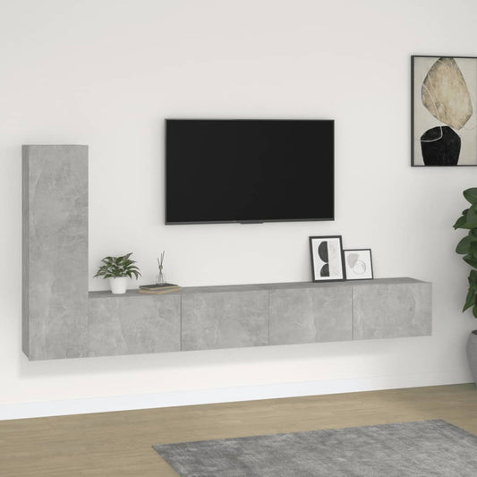 3-delige Tv-meubelset bewerkt hout betongrijs is nu te koop bij PeponiXL, paradijselijk wonen!