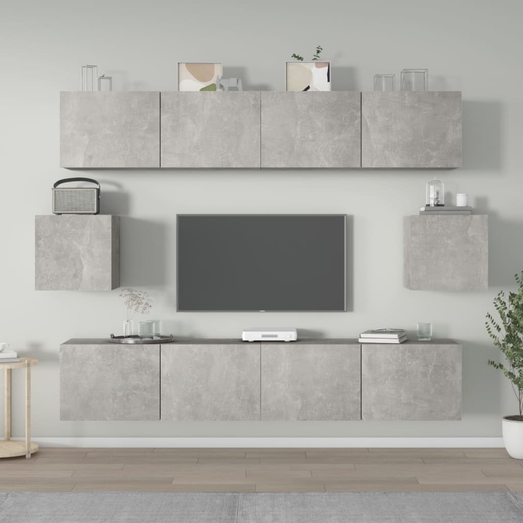 6-delige Tv-meubelset bewerkt hout betongrijs is nu te koop bij PeponiXL, paradijselijk wonen!